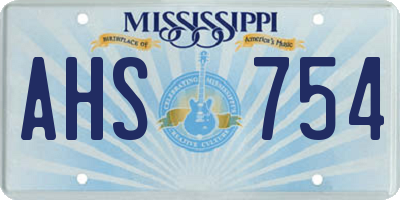 MS license plate AHS754