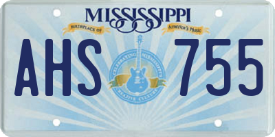 MS license plate AHS755
