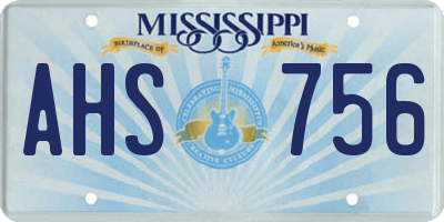MS license plate AHS756