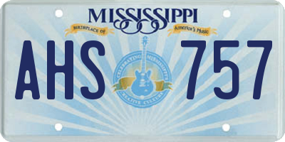 MS license plate AHS757