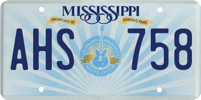 MS license plate AHS758