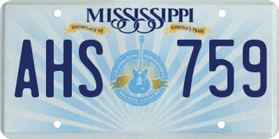 MS license plate AHS759