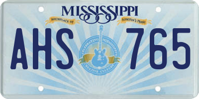 MS license plate AHS765