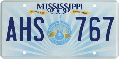 MS license plate AHS767