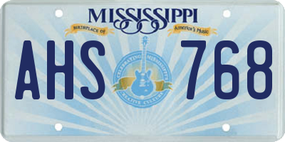 MS license plate AHS768