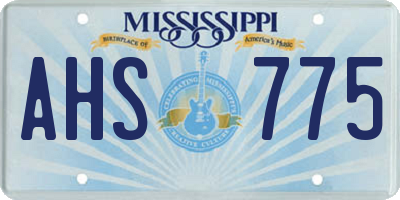 MS license plate AHS775