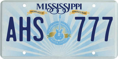 MS license plate AHS777