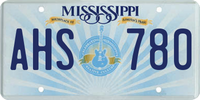 MS license plate AHS780