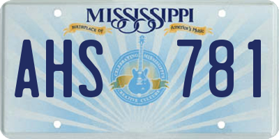 MS license plate AHS781