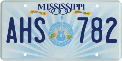 MS license plate AHS782