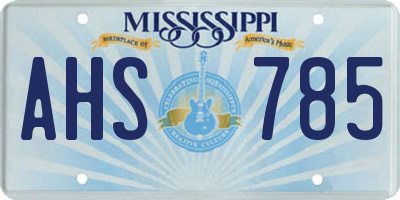 MS license plate AHS785