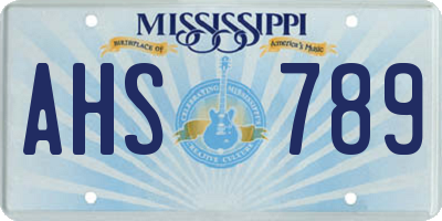 MS license plate AHS789