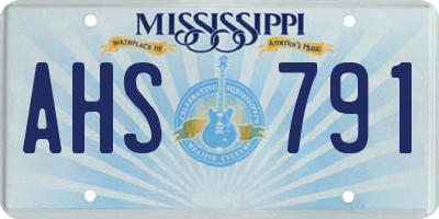 MS license plate AHS791