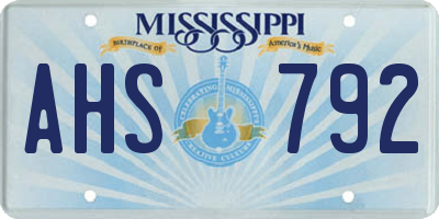 MS license plate AHS792