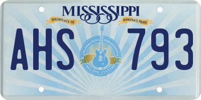MS license plate AHS793