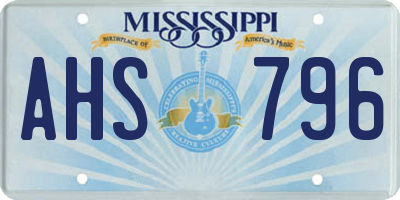 MS license plate AHS796