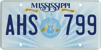 MS license plate AHS799