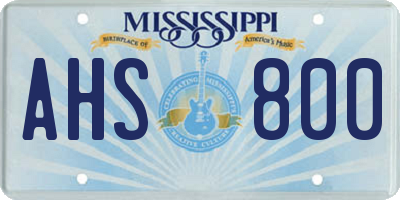 MS license plate AHS800