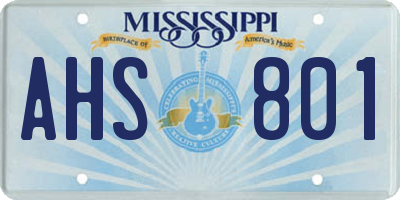 MS license plate AHS801