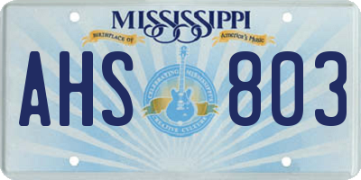 MS license plate AHS803