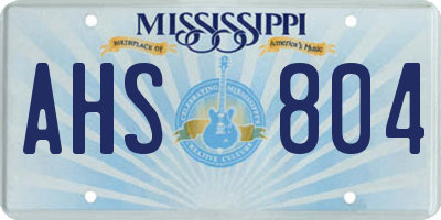 MS license plate AHS804