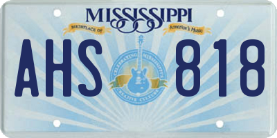 MS license plate AHS818
