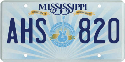 MS license plate AHS820