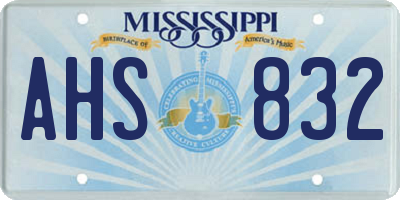 MS license plate AHS832