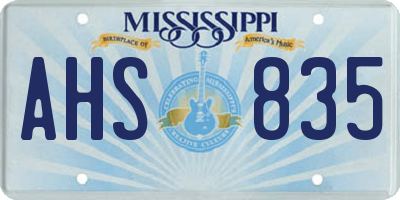 MS license plate AHS835