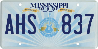 MS license plate AHS837