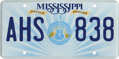 MS license plate AHS838