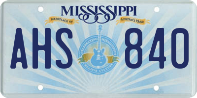 MS license plate AHS840