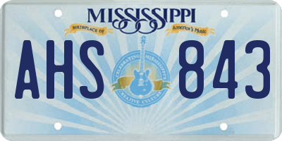MS license plate AHS843