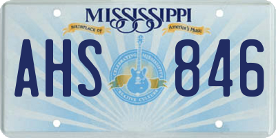 MS license plate AHS846