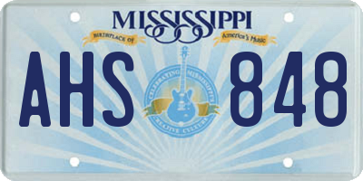 MS license plate AHS848