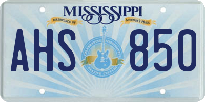 MS license plate AHS850