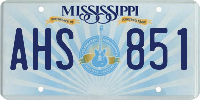 MS license plate AHS851
