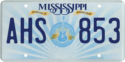 MS license plate AHS853
