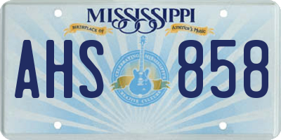 MS license plate AHS858