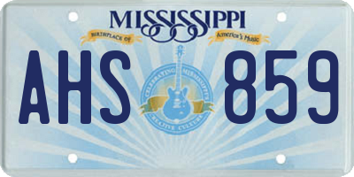 MS license plate AHS859