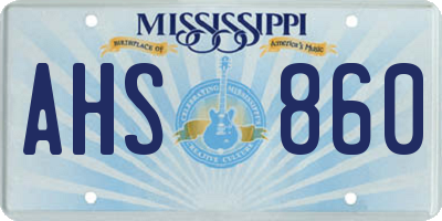 MS license plate AHS860