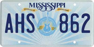 MS license plate AHS862