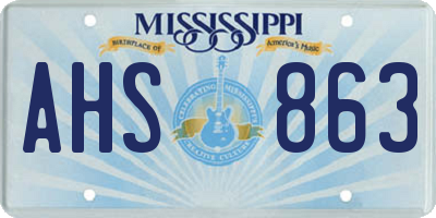 MS license plate AHS863
