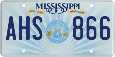 MS license plate AHS866