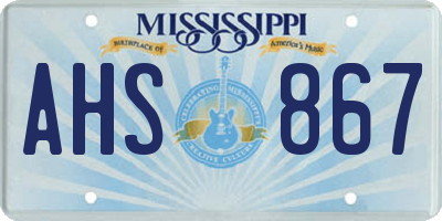MS license plate AHS867