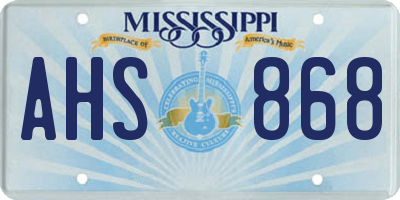 MS license plate AHS868