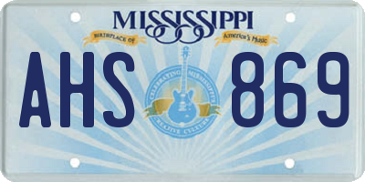 MS license plate AHS869