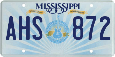 MS license plate AHS872