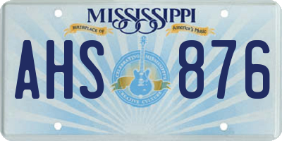 MS license plate AHS876