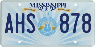 MS license plate AHS878